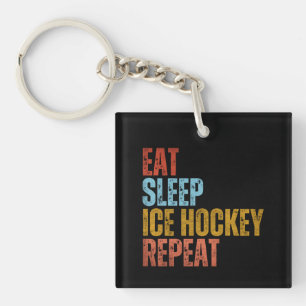 EAT SLEEP ICE HOCKEY REPEAT KEY RING