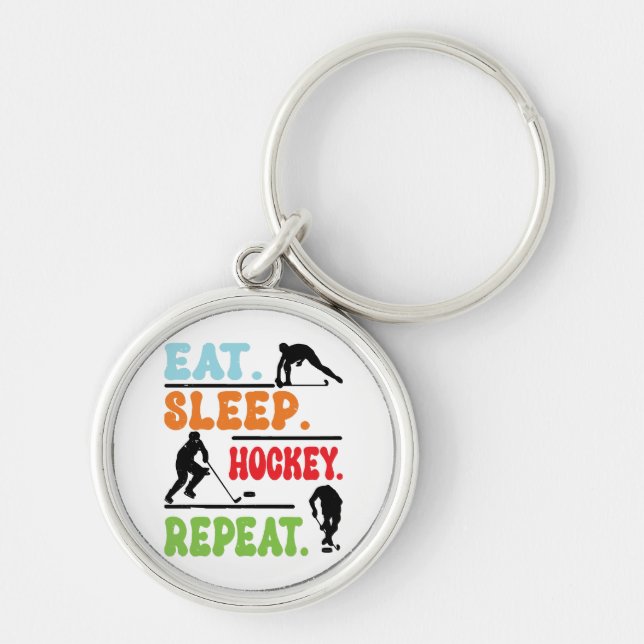 Eat Sleep Ice Hockey Repeat  Key Ring (Front)