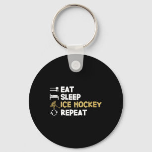Eat Sleep Ice Hockey Repeat Key Ring
