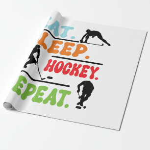 Eat Sleep Ice Hockey Repeat Wrapping Paper