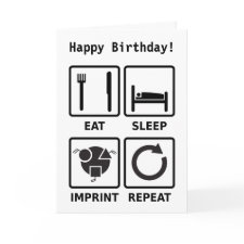 Eat, sleep, imprint, greetings card