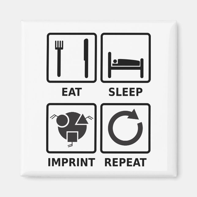 Eat, sleep, imprint, repeat magnet mono graphic (Front)