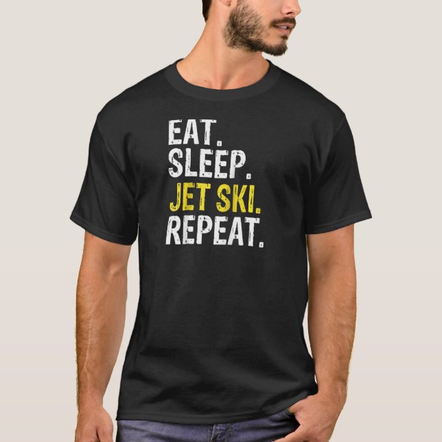 Eat Sleep Jet Ski Repeat Skiing Raglan T-Shirt (Front)