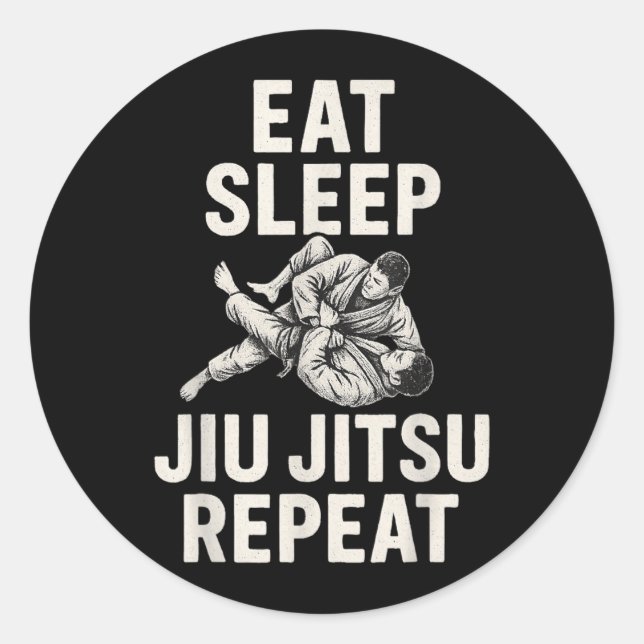 Eat Sleep Jiu Jitsu Repeat Classic Round Sticker (Front)
