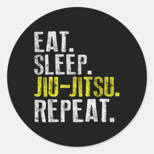 Eat Sleep Jiu Jitsu Repeat Funny Brazilian BJJ MMA Classic Round Sticker