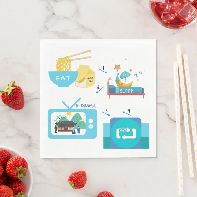 Eat Sleep K-Drama & Repeat  Napkin (Insitu)