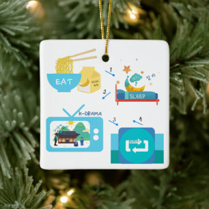 Eat Sleep K-Drama & Repeat (Personalise It) Cerami Ceramic Ornament