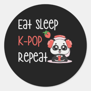 Eat Sleep K-Pop Repeat KPop Panda Classic Round Sticker