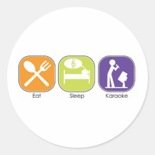 Eat Sleep Karaoke Classic Round Sticker