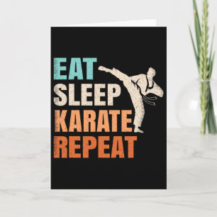 Eat Sleep Karate Repeat Funny Retro Karate Lover M Card