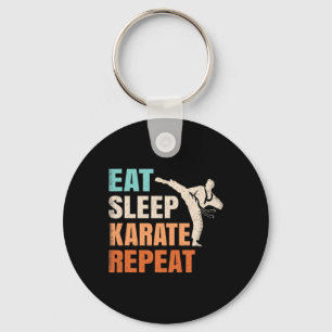 Eat Sleep Karate Repeat Funny Retro Karate Lover M Key Ring