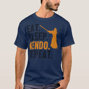 Eat Sleep Kendo Repeat Kata Kenjusu Shinai Samurai T-Shirt