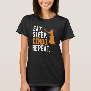 Eat Sleep Kendo Repeat Kata Kenjusu Shinai Samurai T-Shirt