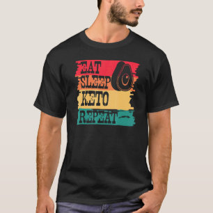 Eat Sleep Keto Repeat Retro Vintage Style Ketogeni T-Shirt