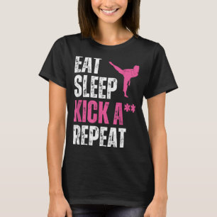 Eat Sleep Kick Martial Arts Funny Womens Taekwondo T-Shirt