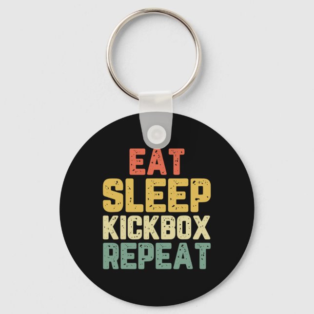 Eat Sleep Kickbox Repeat Kickboxing Kick Boxing Vi Key Ring (Front)