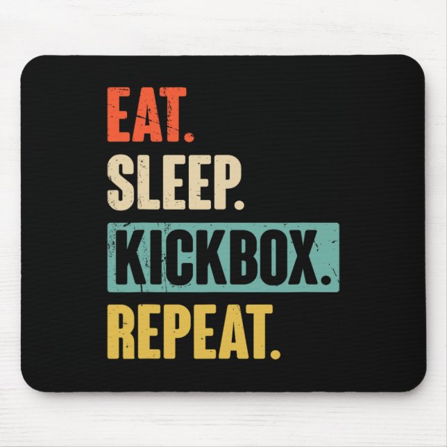 Eat Sleep Kickbox Repeat Retro Kickboxing Boxing G Mouse Mat (Front)
