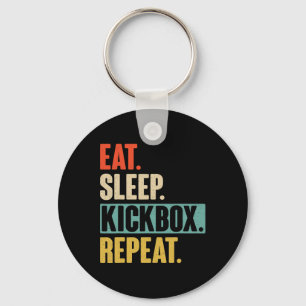 Eat Sleep Kickbox Repeat - Retro Vintage Kickboxin Key Ring