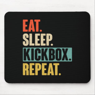 Eat Sleep Kickbox Repeat - Retro Vintage Kickboxin Mouse Mat