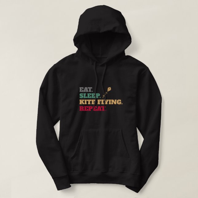 Eat Sleep Kite Flying Flyer Repeat Hoodie (Design Front)