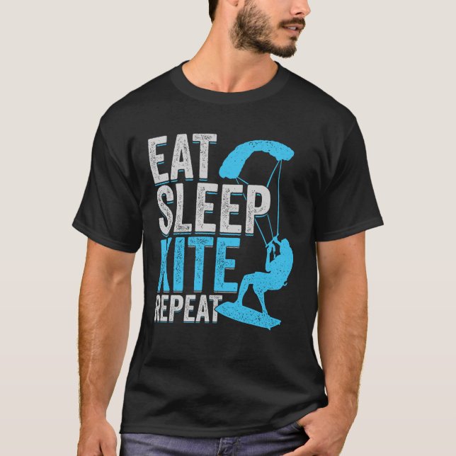 Eat Sleep Kite Repeat Kitesurfing Kitesurfer Gift T-Shirt (Front)