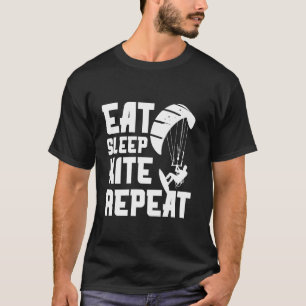 Eat Sleep Kite Repeat Waver Surfer Kiteboarding Ki T-Shirt