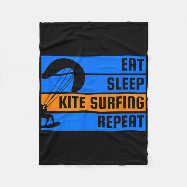 Eat Sleep Kite Surfing Repeat Kite Surfer  Fleece Blanket (Front)
