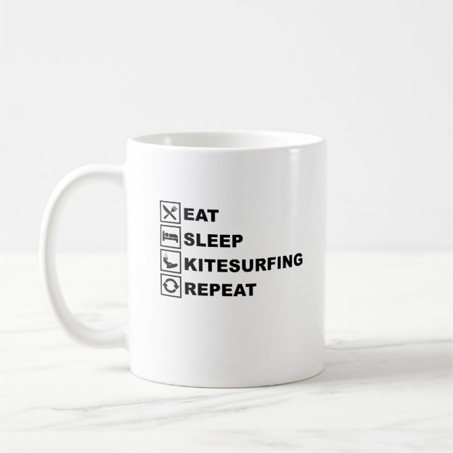 EAT SLEEP KITESURF REPEAT COFFEE MUG (Left)