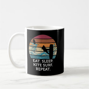 Eat Sleep Kitesurf Repeat Retro Vintage Sunset Bea Coffee Mug
