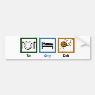 Eat Sleep Knit Bumper Sticker