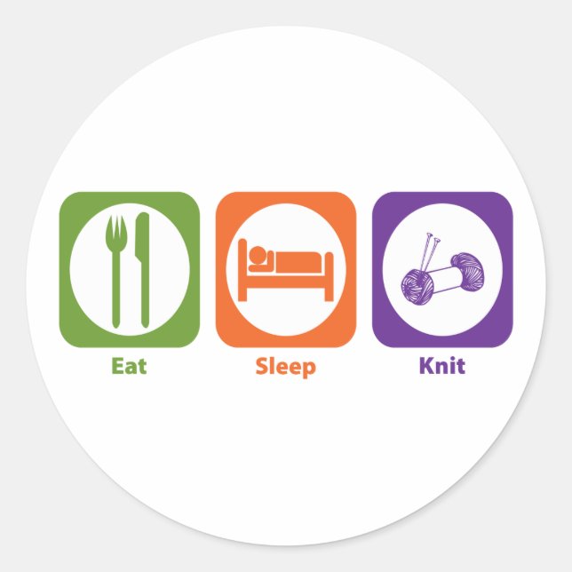 Eat Sleep Knit Classic Round Sticker (Front)