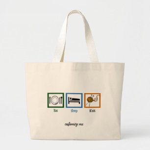 Eat Sleep Knit Large Tote Bag