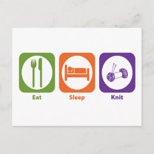 Eat Sleep Knit Postcard