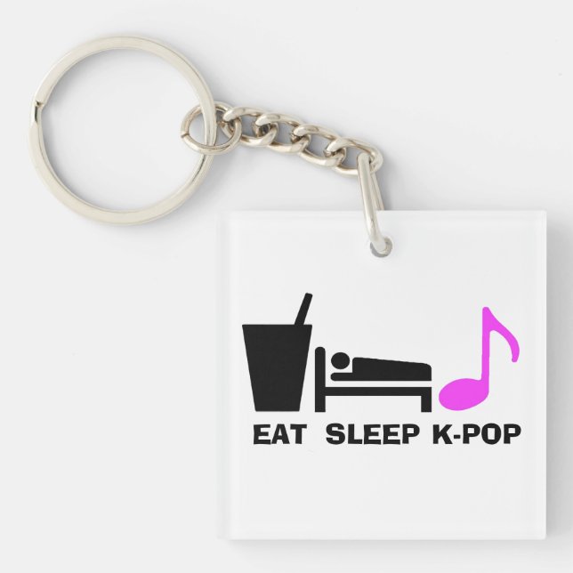 Eat Sleep Kpop Keychain (Dual Colour) (Front)