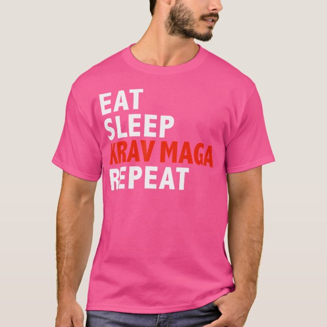 Eat Sleep Krav Maga Repeat Funny Martial Arts T-Shirt (Front)