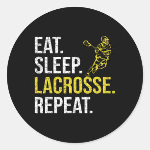 Eat Sleep Lacrosse Repeat Sports Team Gifts Men Fa Classic Round Sticker