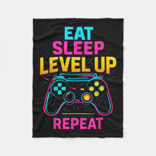 Eat Sleep Level Up Repeat Gamer Funny Video Game G Fleece Blanket