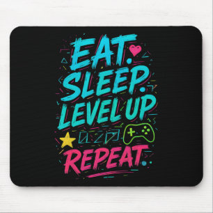 Eat Sleep Level Up Repeat Gamer Funny Video Game G Mouse Mat