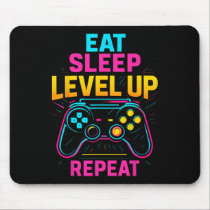 Eat Sleep Level Up Repeat Gamer Funny Video Game G Mouse Mat