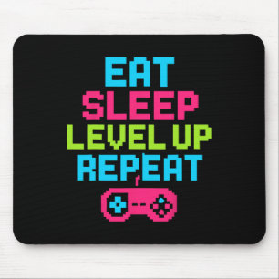 Eat Sleep Level Up Repeat Gamer Funny Video Game G Mouse Mat