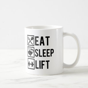 Eat Sleep Lift funny gym mug