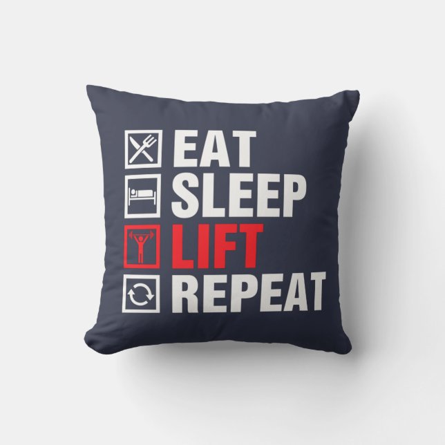 Eat Sleep Lift Repeat Cushion (Front)
