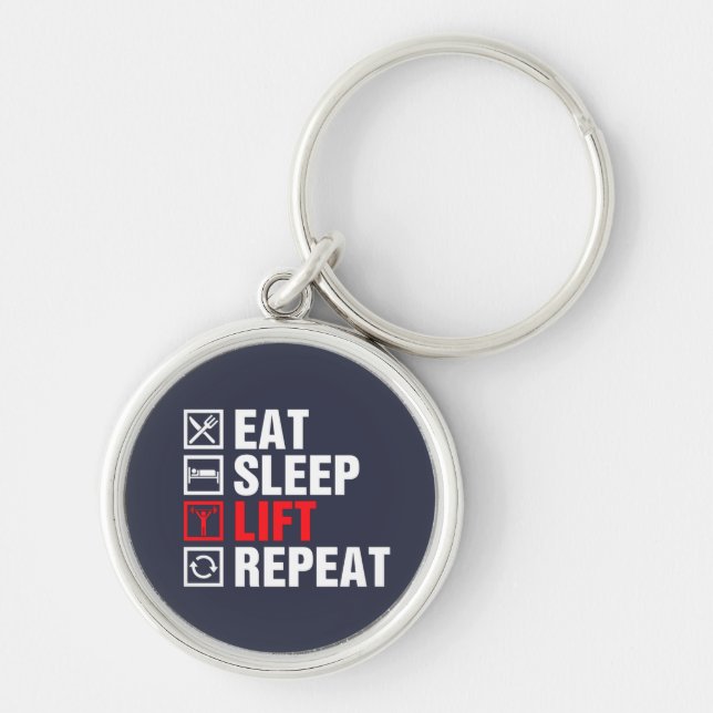 Eat Sleep Lift Repeat Key Ring (Front)