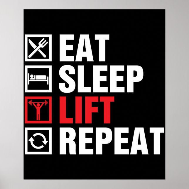 Eat Sleep Lift Repeat Poster (Front)