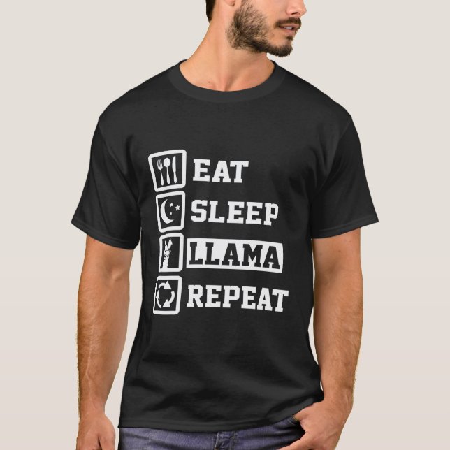 Eat Sleep Llama Repeat  Llama T-Shirt (Front)