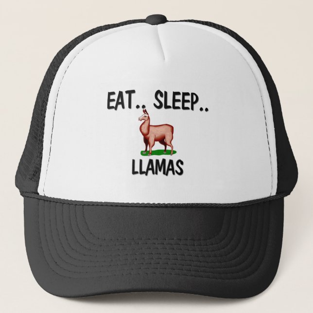 Eat Sleep LLAMAS Trucker Hat (Front)