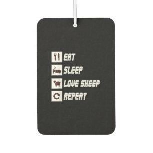 Eat sleep love sheep repeat Funny Quotes Gift Car Air Freshener
