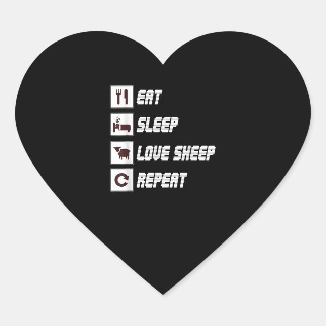 Eat sleep love sheep repeat | Funny Quotes Gift Heart Sticker (Front)