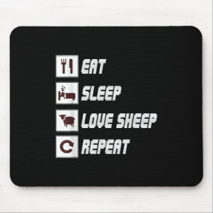 Eat sleep love sheep repeat   Funny Quotes Gift Mouse Mat