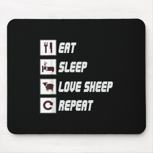 Eat sleep love sheep repeat | Funny Quotes Gift Mouse Mat (Front)